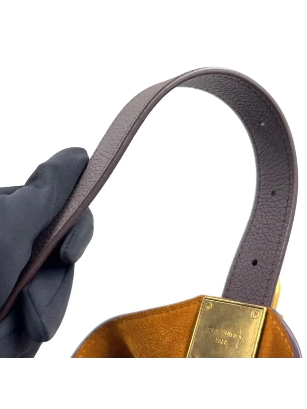 Louis Vuitton Lowkey Hobo MM Gray Leather Dark Brown Gold